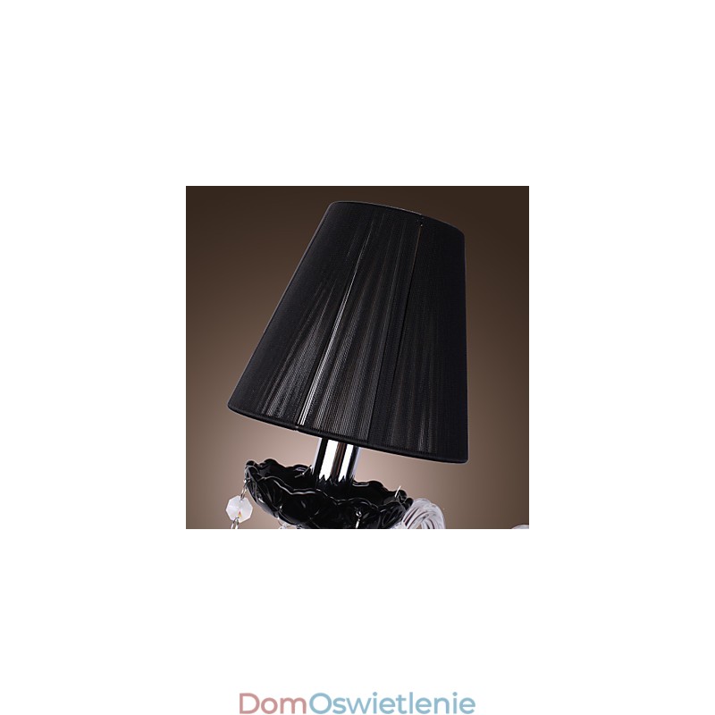 Kryształowa lampa ścienna z 2 światłami w kloszu z tkaniny