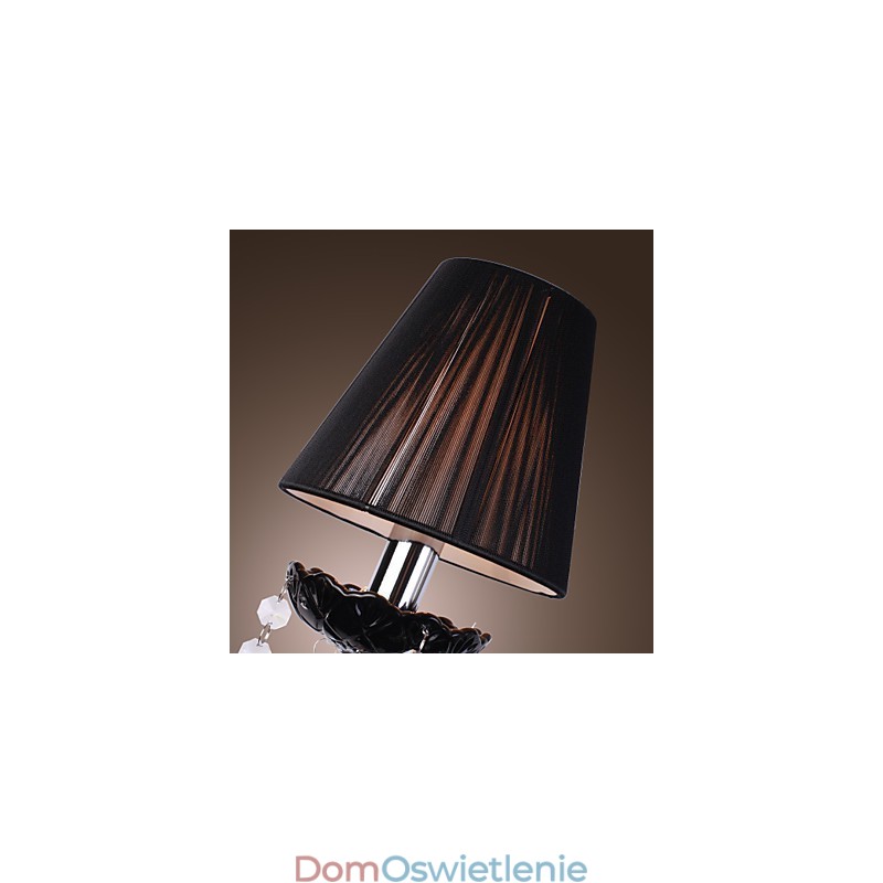 Kryształowa lampa ścienna z 2 światłami w kloszu z tkaniny