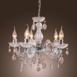 Lampa sufitowa chromowana Upligh, lampa wisząca na świecę, akrylowa, żyrandol