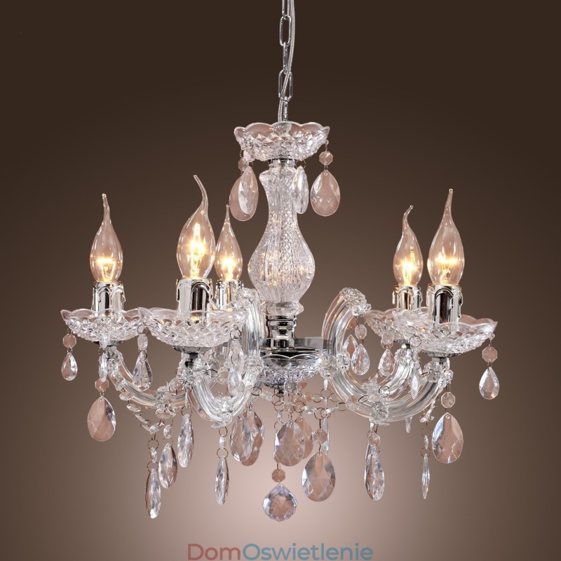 Lampa sufitowa chromowana Upligh, lampa wisząca na świecę, akrylowa, żyrandol