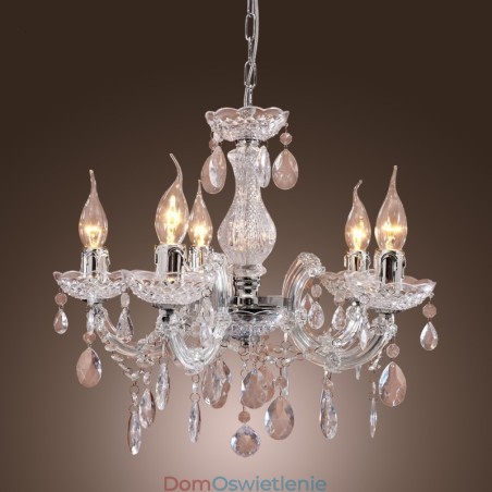 Lampa sufitowa chromowana Upligh, lampa wisząca na świecę, akrylowa, żyrandol Lampa sufitowa chromowana Upligh, lampa wisząca na świecę, akrylowa, żyrandol