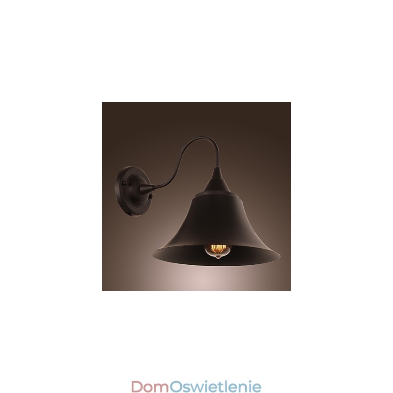 Artystyczna lampa ścienna z kloszem i uchwytem metalowym w stylu retro