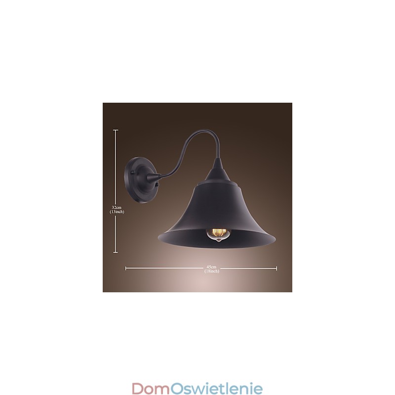 Artystyczna lampa ścienna z kloszem i uchwytem metalowym w stylu retro