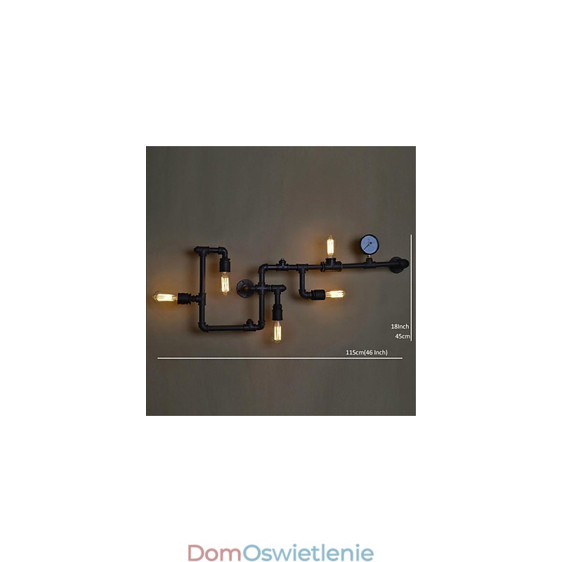 Kinkiety ścienne 5 świateł rura wodna żelazo styl mini styl industrialny rustykalny metal
