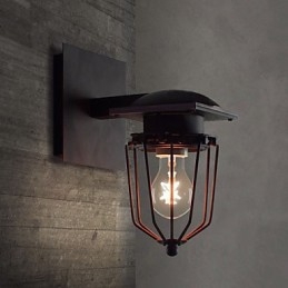 Retro kute kinkiety pojedyncza głowica antyczna lampa ścienna wspomnienie lampy Loft amerykański żelazo vintage małe klatki kinkiet