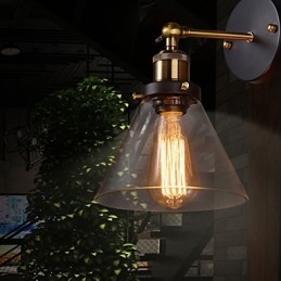 Kinkiet retro z kloszem ze szkła kwiatowego i metalowym uchwytem