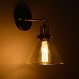Kinkiet retro z kloszem ze szkła kwiatowego i metalowym uchwytem