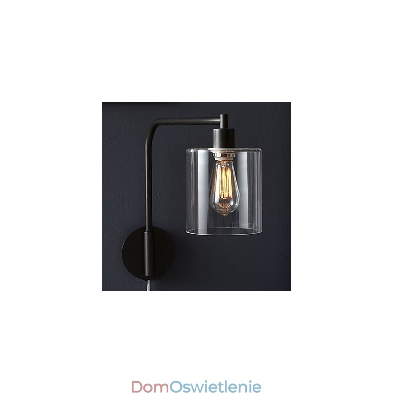 Nowoczesna lampa ścienna z kloszem w kształcie bębna szklanego