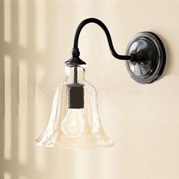 Inspirowana naturą lampa ścienna z żelaza z przezroczystym szklanym kloszem