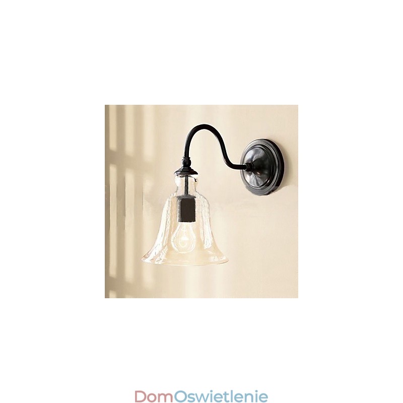 Inspirowana naturą lampa ścienna z żelaza z przezroczystym szklanym kloszem