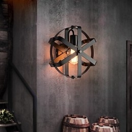 Nowy styl vintage industrialny okrągły kinkiet balkon loft wejście korytarz sypialnia lampa ścienna