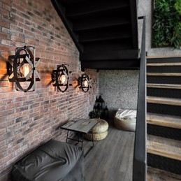 Nowy styl vintage industrialny okrągły kinkiet balkon loft wejście korytarz sypialnia lampa ścienna
