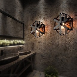 Nowy styl vintage industrialny okrągły kinkiet balkon loft wejście korytarz sypialnia lampa ścienna