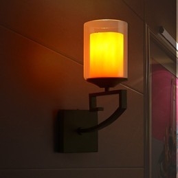 Retro Szkło Prosta Pojedyncza Głowica Lampy Ścienne Światło Kinkiety Ścienne Kryształowe Nowoczesne Współczesne Metalowe
