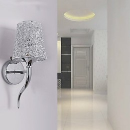 Srebrna lampka nocna do czytania na ścianie, lampa wisząca, tło lustrzane