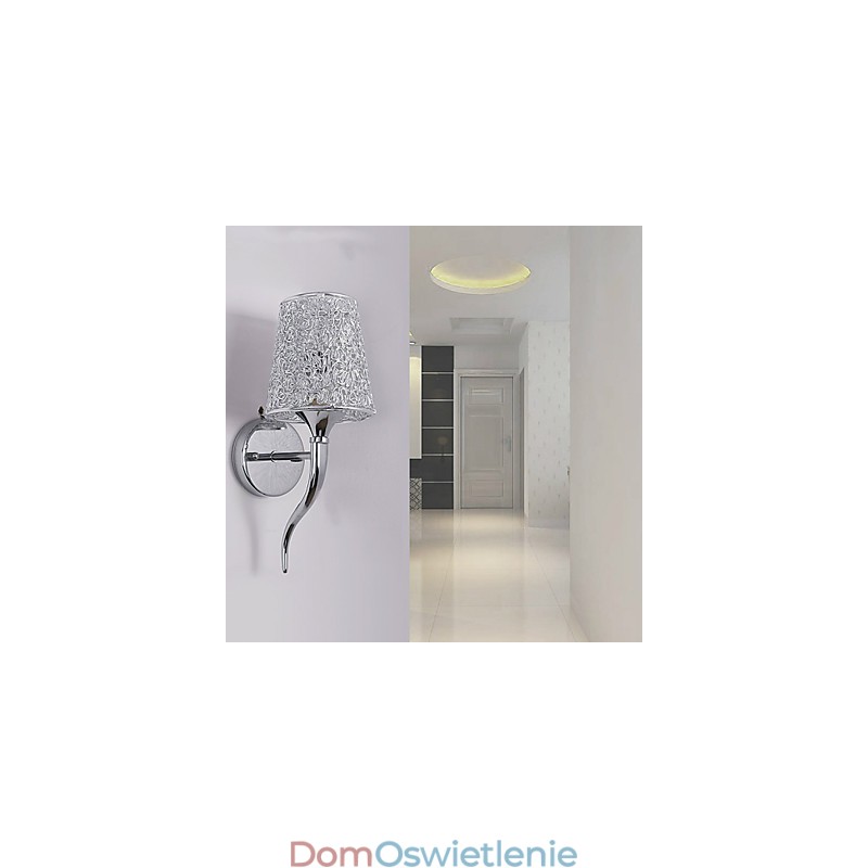 Srebrna lampka nocna do czytania na ścianie, lampa wisząca, tło lustrzane