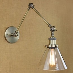 Żelazo Powłoka Brąz Bar Alejka Jadalnia Hotel Vintage Żelazo Ramię Szklana Lampa Ścienna Oświetlenie
