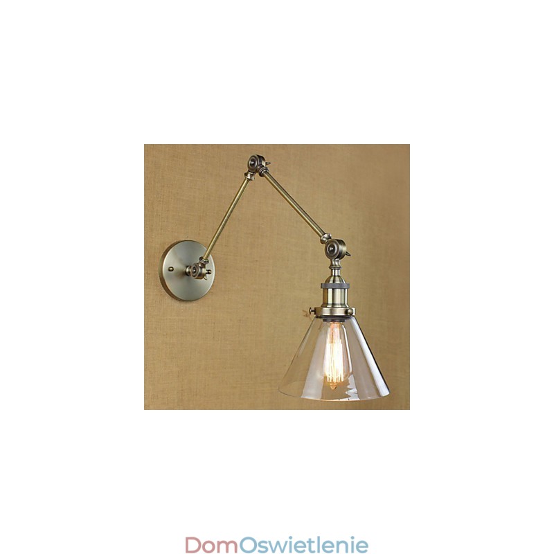 Żelazo Powłoka Brąz Bar Alejka Jadalnia Hotel Vintage Żelazo Ramię Szklana Lampa Ścienna Oświetlenie