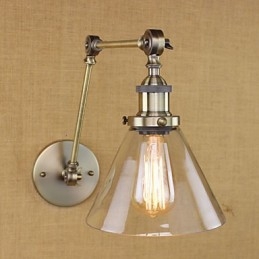 Żelazo Powłoka Brąz Bar Alejka Jadalnia Hotel Vintage Żelazo Ramię Szklana Lampa Ścienna Oświetlenie