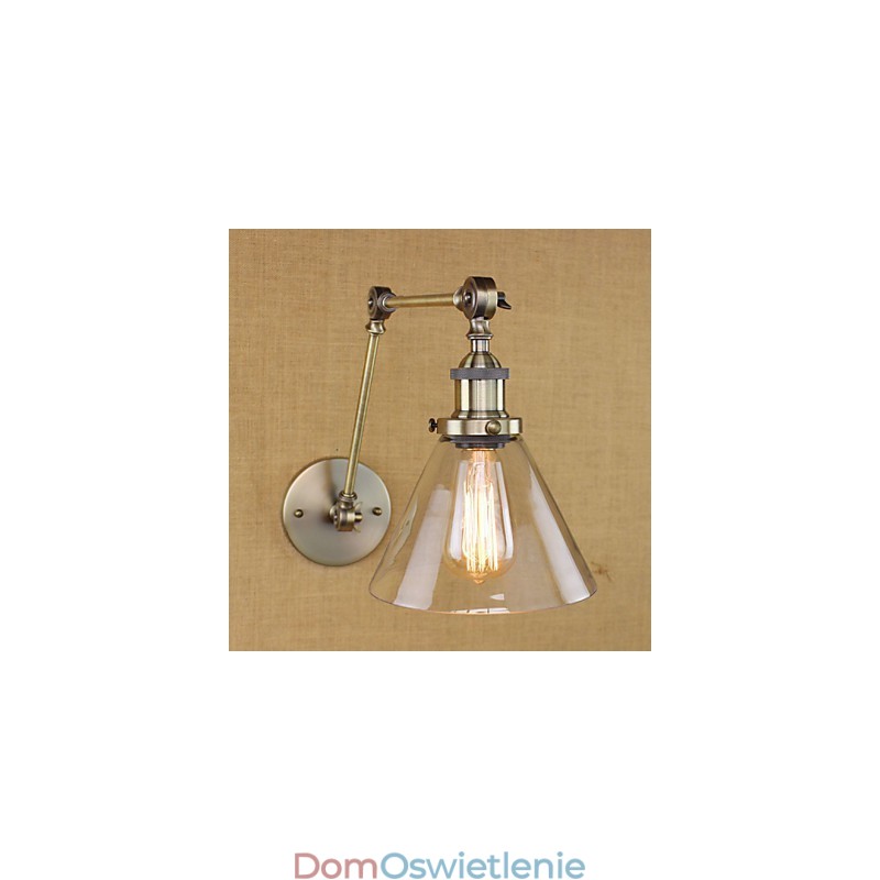 Żelazo Powłoka Brąz Bar Alejka Jadalnia Hotel Vintage Żelazo Ramię Szklana Lampa Ścienna Oświetlenie
