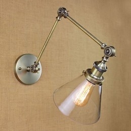 Żelazo Powłoka Brąz Bar Alejka Jadalnia Hotel Vintage Żelazo Ramię Szklana Lampa Ścienna Oświetlenie