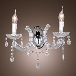 Elegancka kryształowa lampa ścienna z 2 światłami