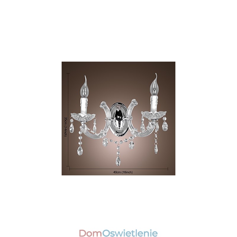 Elegancka kryształowa lampa ścienna z 2 światłami