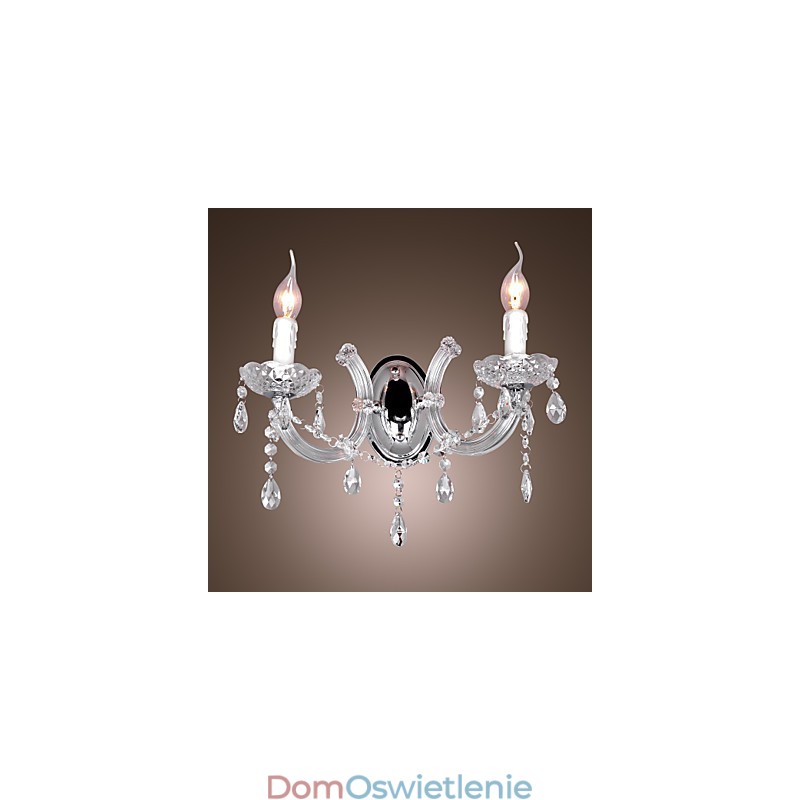 Elegancka kryształowa lampa ścienna z 2 światłami