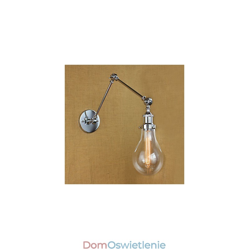 Chromowana szklana teleskopowa lampa ścienna retro