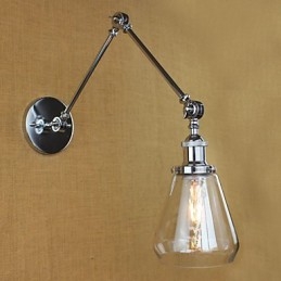 Teleskopowa lampa ścienna retro ze szkła chromowanego