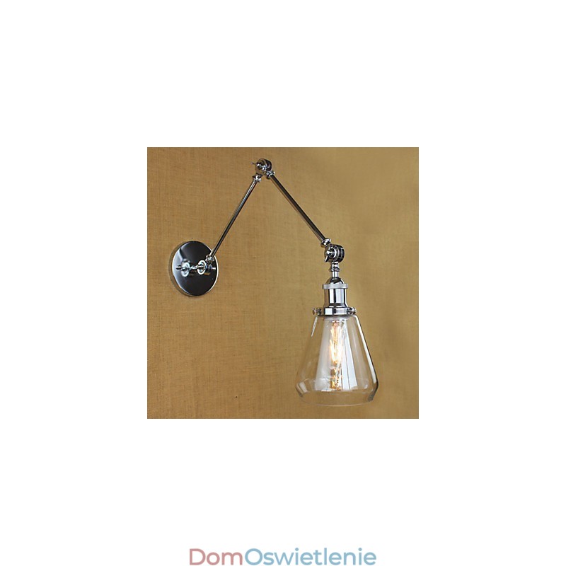 Teleskopowa lampa ścienna retro ze szkła chromowanego