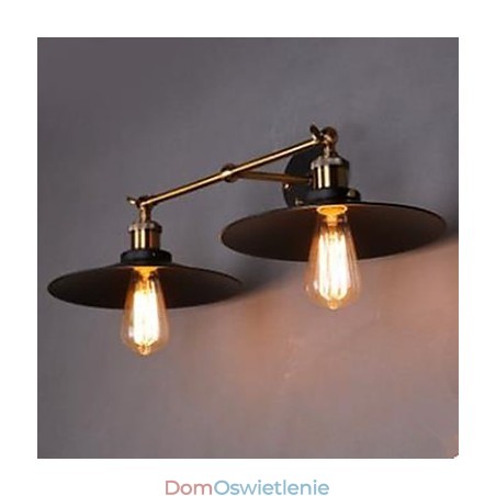 Wiejski Przemysłowy Retro Kinkiet Podwójny Kinkiet Czarny Parasol Wiejski Przemysłowy Retro Kinkiet Podwójny Kinkiet Czarny Parasol
