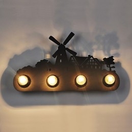 4 światła American Village Pastoral LOFT Style Sypialnia Alejka Żelazne Retro Kinkiety