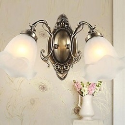 Retro Szkło Prosta Europejska Nowoczesna Elegancja Kute Żelazne Lampy Ścienne Światło