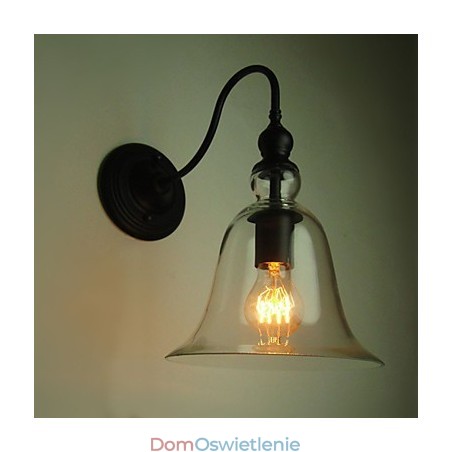 Kinkiet Vintage One Light Stal i szkło Kinkiet Vintage One Light Stal i szkło