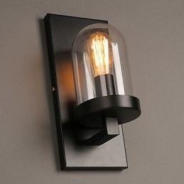 Kreatywna wiejska lampa ścienna z kutego żelaza ze szkła