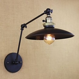 Amerykańska minimalistyczna lampa ścienna z żelaza o długim ramieniu i przełącznikiem