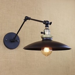 Amerykańska minimalistyczna lampa ścienna z żelaza o długim ramieniu i przełącznikiem
