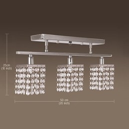 Żyrandol liniowy, lampa wyspowa, kryształ, 3 światła