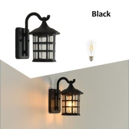 Antyczna rustykalna żelazna wodoodporna zewnętrzna lampa ścienna Vintage latarnia światło rdzawy matowy czarny korytarz korytarz kinkiet