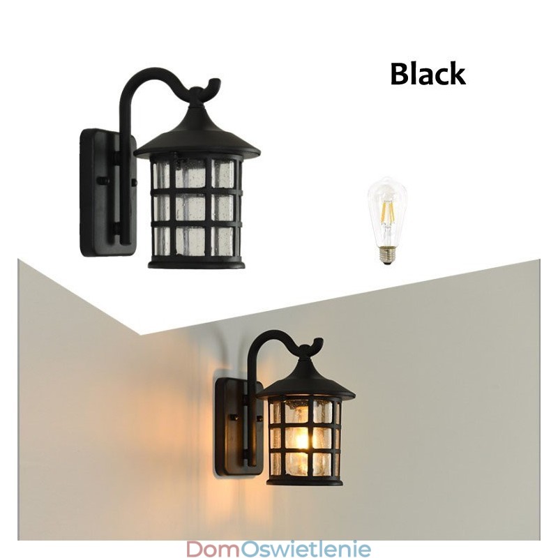 Antyczna rustykalna żelazna wodoodporna zewnętrzna lampa ścienna Vintage latarnia światło rdzawy matowy czarny korytarz korytarz kinkiet