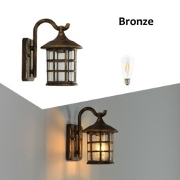 Antyczna rustykalna żelazna wodoodporna zewnętrzna lampa ścienna Vintage latarnia światło rdzawy matowy czarny korytarz korytarz kinkiet