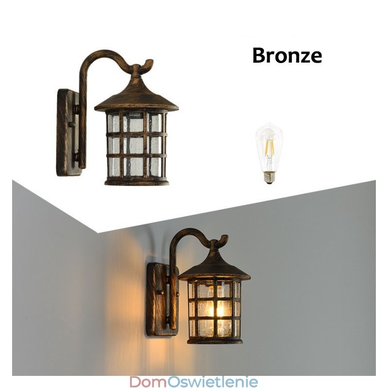 Antyczna rustykalna żelazna wodoodporna zewnętrzna lampa ścienna Vintage latarnia światło rdzawy matowy czarny korytarz korytarz kinkiet