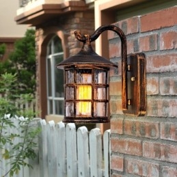 Antyczna rustykalna żelazna wodoodporna zewnętrzna lampa ścienna Vintage latarnia światło rdzawy matowy czarny korytarz korytarz kinkiet
