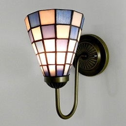 15CM Współczesna i kontraktowa lampa witrażowa, lampa ścienna Inn, niebieskie i białe kwadraty, światła