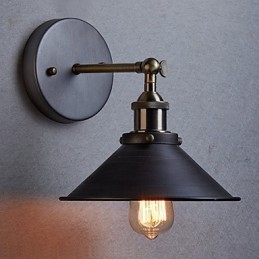 Industrial Vintage Edison Simplicity 1 lampa ścienna do jadalni, gabinetu, korytarza, biura, metalowa kinkiet