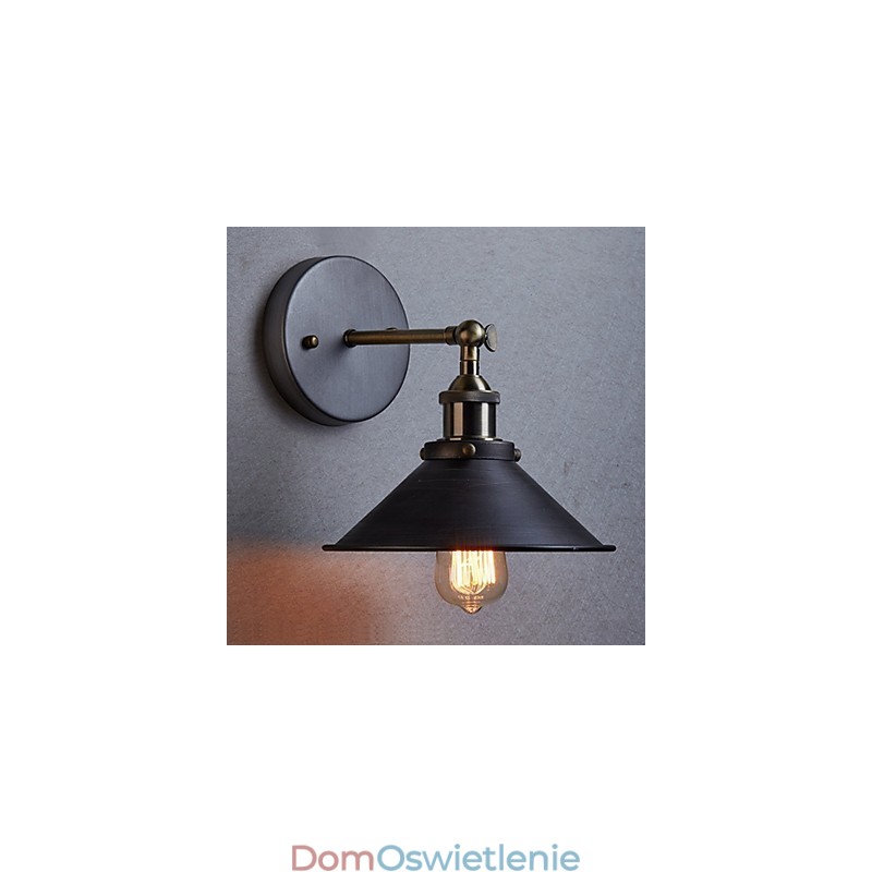 Industrial Vintage Edison Simplicity 1 lampa ścienna do jadalni, gabinetu, korytarza, biura, metalowa kinkiet