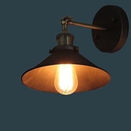 Industrial Vintage Edison Simplicity 1 lampa ścienna do jadalni, gabinetu, korytarza, biura, metalowa kinkiet