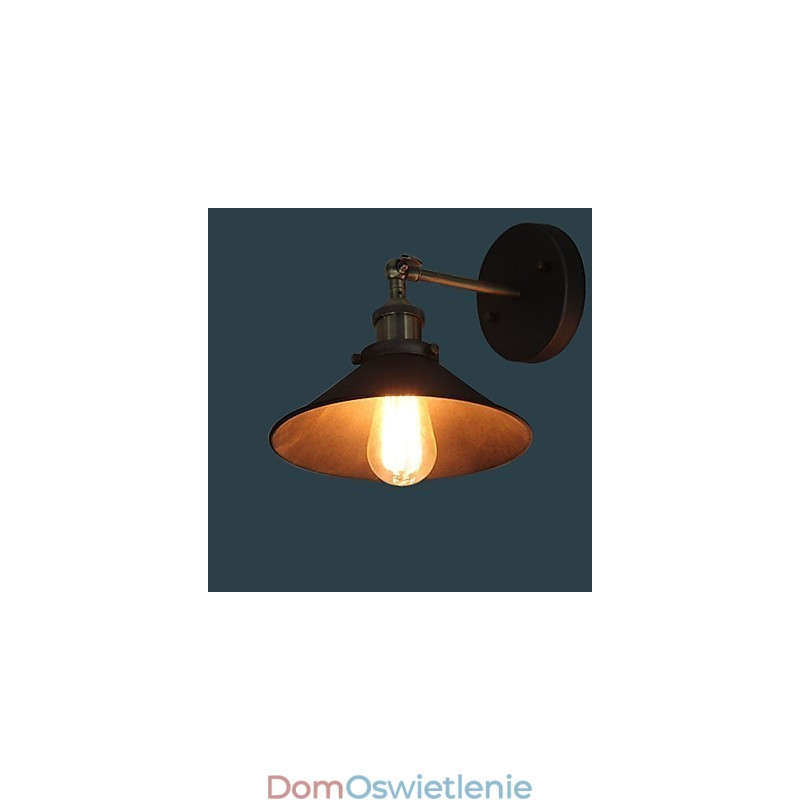 Industrial Vintage Edison Simplicity 1 lampa ścienna do jadalni, gabinetu, korytarza, biura, metalowa kinkiet