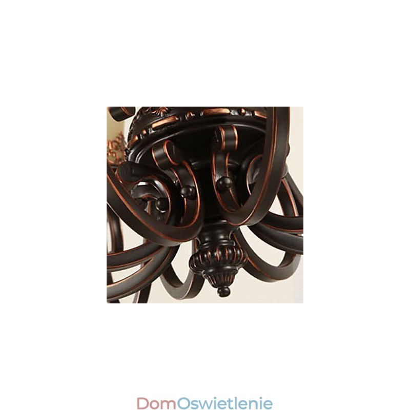 Żyrandol wiszący 6 świateł abażur w dół Vintage Country metal + szkło